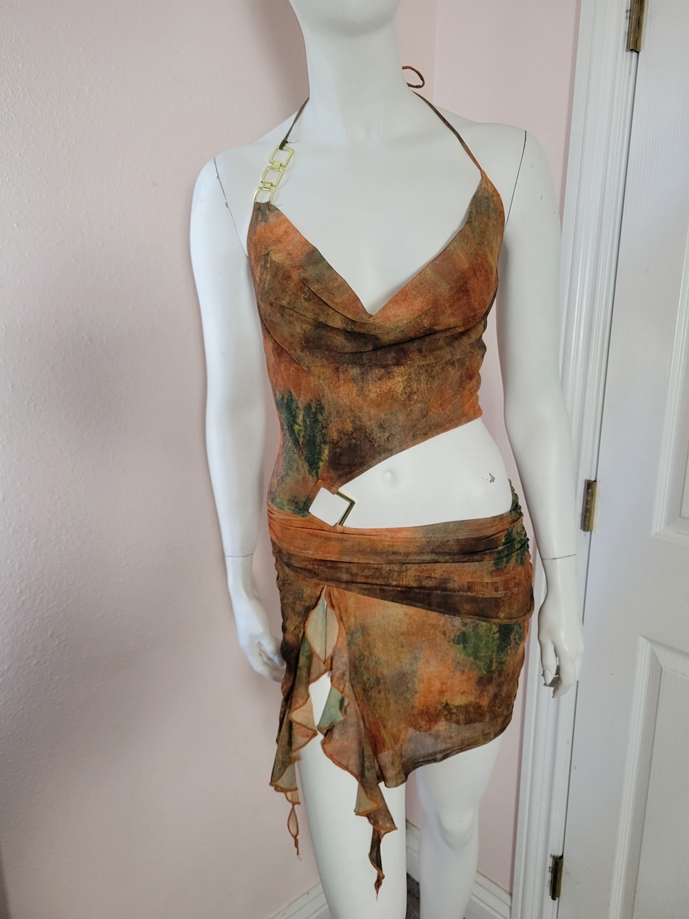 Windsor Rust Green Tie-Dye Mini Dress Set - Picture 5 of 10